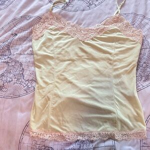 The limited Elegant pale green Lace Trim Women's Top sz m